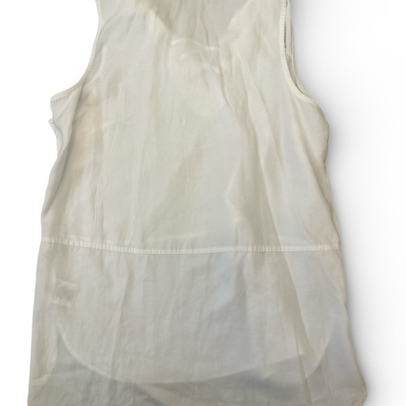 Ellen Tracy White Sleeveless Top L Lace Up Collar Tunic Tencel Hi Lo NWT $79.50 - Picture 2 of 9